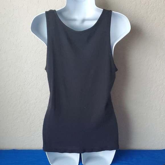 VTG XL Hanes Women's Black Ribbed Tank Top - Picture 4 of 4